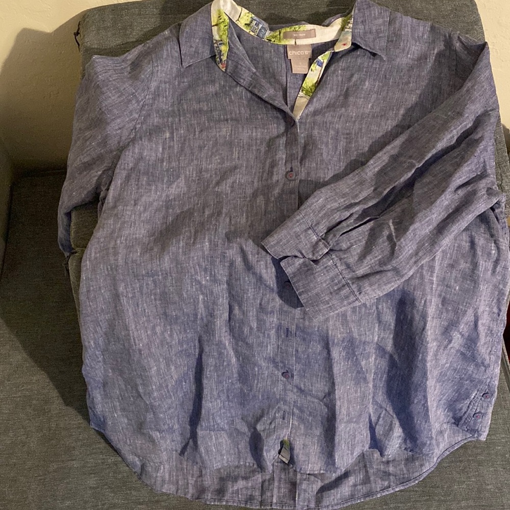 Chico’s Blue Quarter Sleeve Blouse